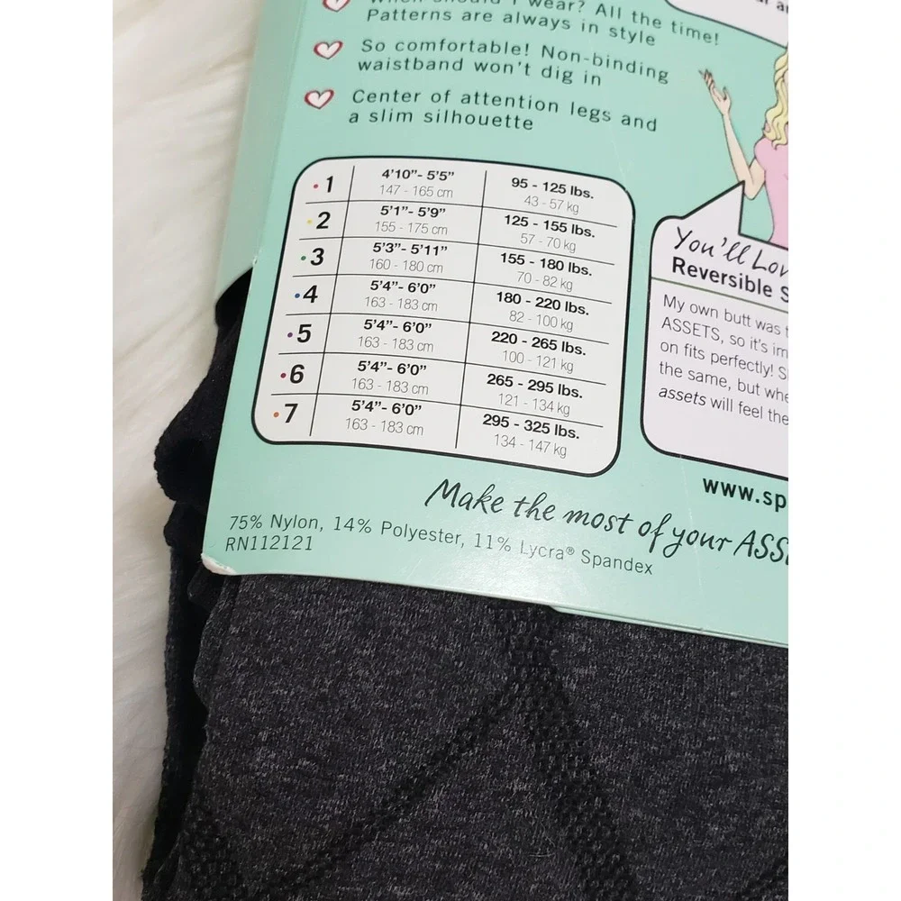 Spanx Love‎ Your Assets Tights Sara Blakely Sexy Black Flipside Diamond Sz 5 NWT